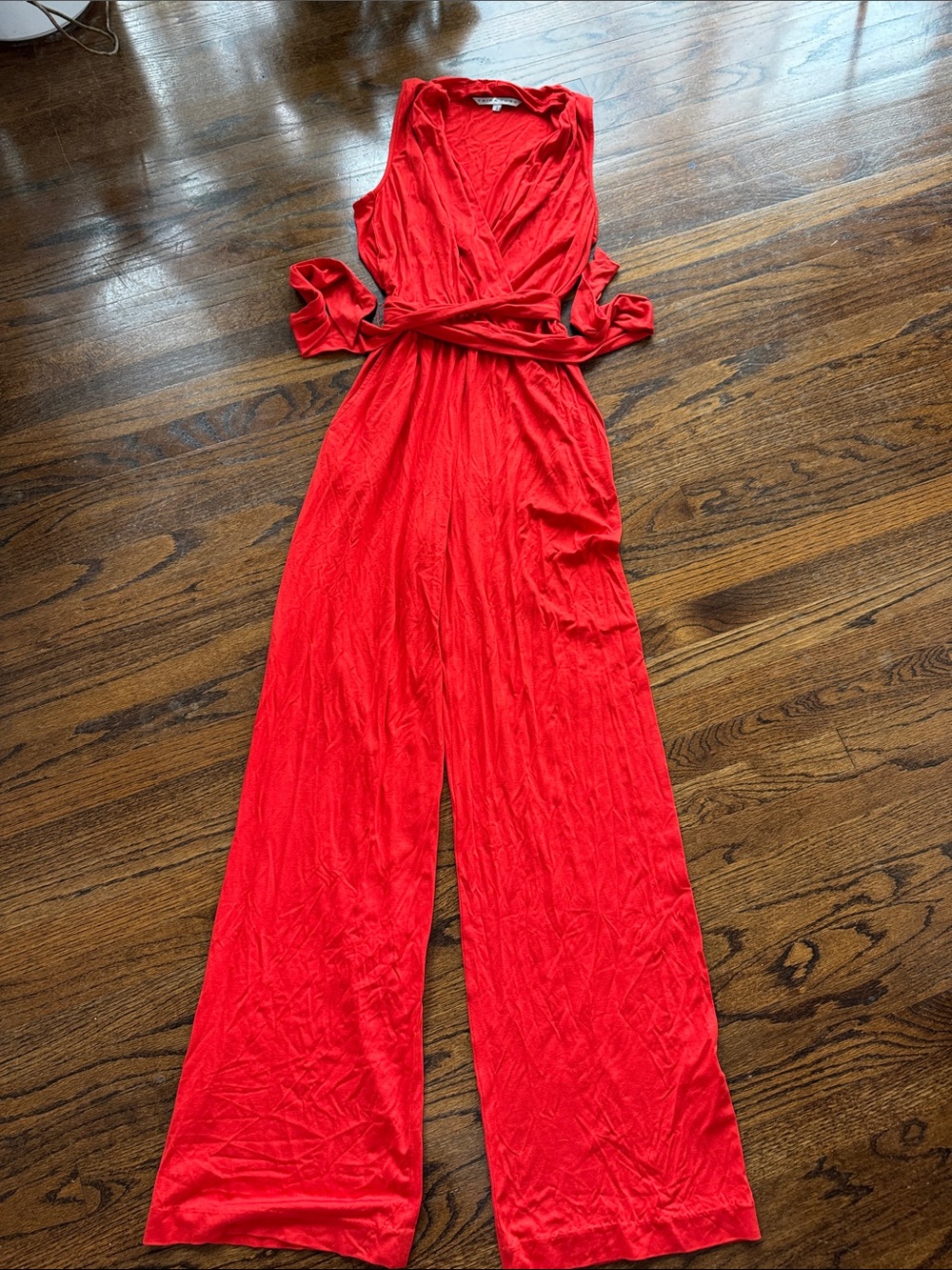 Trina Turk Bright Red/Orange Sleeveless Wrap Jumpsuit size 2.